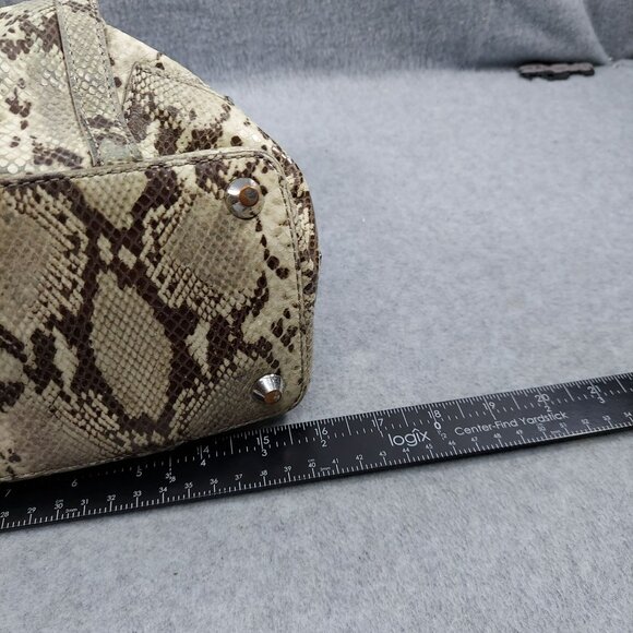 Kooba Python Print  Leather Tote Handbag With Dual Handles & Metal Accents New - Picture 4 of 9